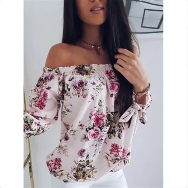 Women Vintage Floral print Tops Lady Sexy Off Shoulder Tee Long Sleeves With Bowknot Summer Casual Loose T-Shirt Beach T shirts
Women Vintage Floral print Tops Lady Sexy Off Shoulder Tee Long Sleeves With Bowknot Summer Casual Loose T-Shirt Beach T shirts