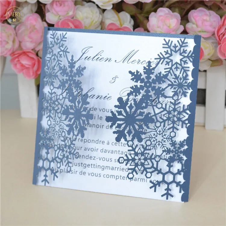 Snowflake Christmas invitations laser cut 12pcs winter wedding invitation card free shipping
Snowflake Christmas invitations laser cut 12pcs winter wedding invitation card free shipping
