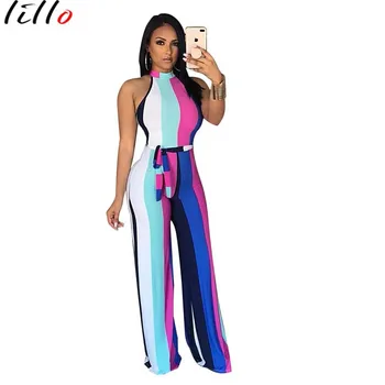 Sleeveless round neck jumpsuit white, green, red and blue stripes print new style women's comfort fabric high quality slim high
Sleeveless round neck jumpsuit white, green, red and blue stripes print new style women's comfort fabric high quality slim high