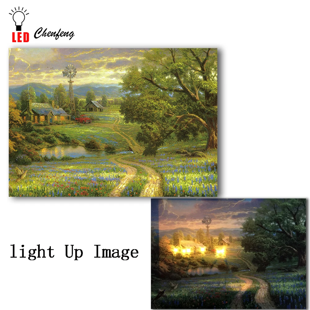 led canvas printing pastoral flowers field cottage landscape wall picture HD canvas oil painting light up wall art decoration
led canvas printing pastoral flowers field cottage landscape wall picture HD canvas oil painting light up wall art decoration