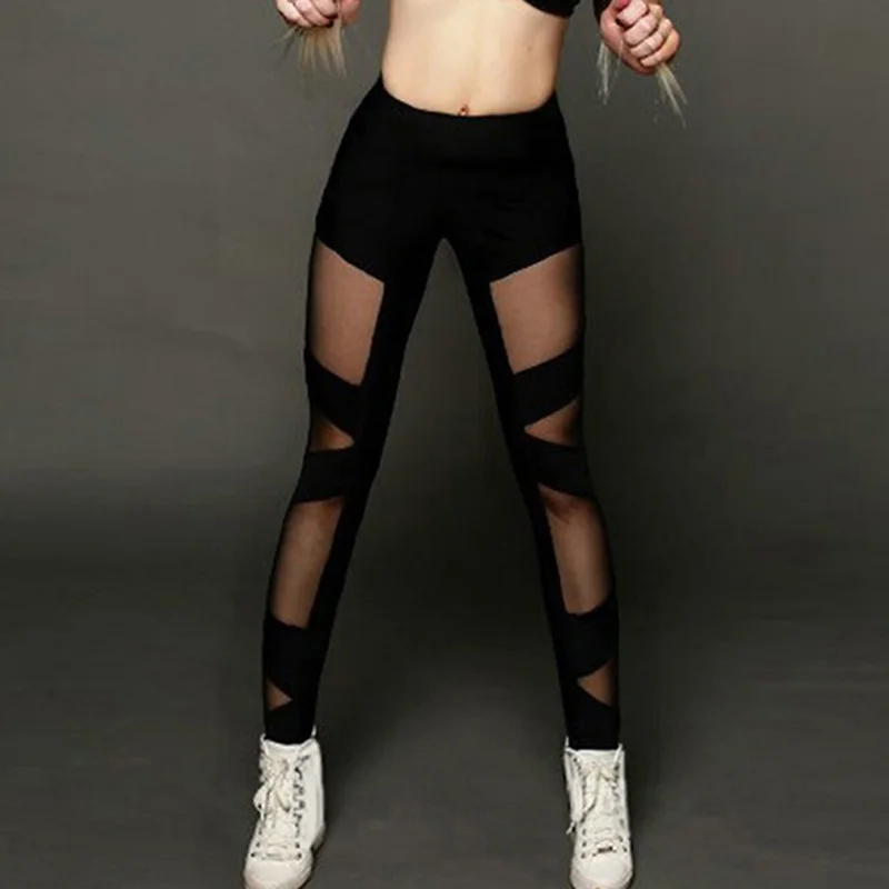 Фото Модные женские с завышенной талией сетчатые леггинсы для - купить
