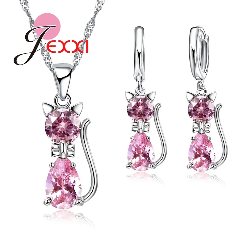 YAAMELI Cute Cat Pendant Necklaces Hoop Earrings Jewelry Set For Women Girls Party Accessories Cubic Zircon Bridal 7 Colors
YAAMELI Cute Cat Pendant Necklaces Hoop Earrings Jewelry Set For Women Girls Party Accessories Cubic Zircon Bridal 7 Colors