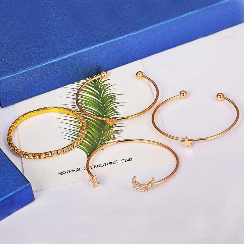 4 Pcs/ Set Hot Sell Ornaments Fashion Star Moon Heart Bracelet Round Multilayer Adjustable Open Bracelet Set Women Party Jewelry
4 Pcs/ Set Hot Sell Ornaments Fashion Star Moon Heart Bracelet Round Multilayer Adjustable Open Bracelet Set Women Party Jewelry