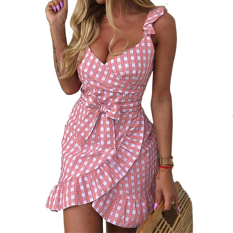 Spaghetti Strap V-Neck Asymmetrical Female Dress Ruffles Red Plaid Dress 2019 Backless Boho Spring Summer Mujer Streetwear M0476
Spaghetti Strap V-Neck Asymmetrical Female Dress Ruffles Red Plaid Dress 2019 Backless Boho Spring Summer Mujer Streetwear M0476