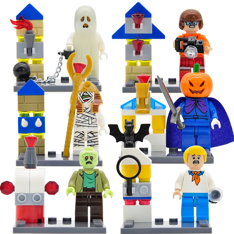 6pcs/lot Scooby Doo Figure Shaggy Vampire Daphne Fred Ghost Zombie Halloween Building Blocks Sets Models Toys for Children
6pcs/lot Scooby Doo Figure Shaggy Vampire Daphne Fred Ghost Zombie Halloween Building Blocks Sets Models Toys for Children
