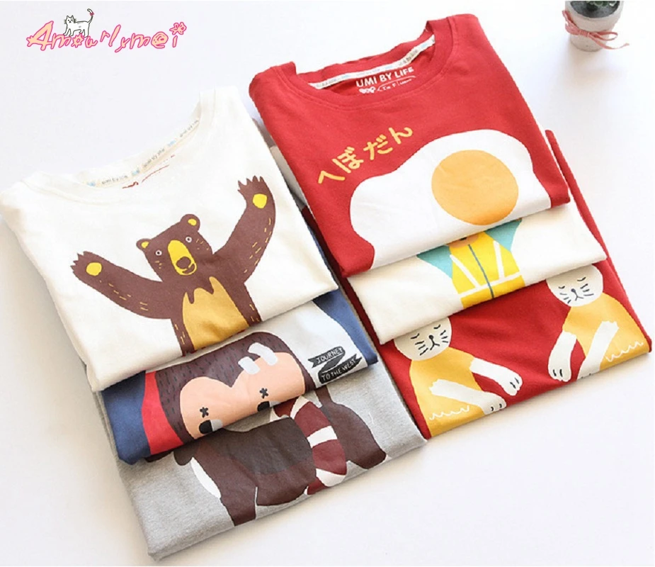 Summer New Women Cotton Cartoon Print O-neck Short Sleeve T shirt Female Tops Cute Japanese Mori Girl Style
Summer New Women Cotton Cartoon Print O-neck Short Sleeve T shirt Female Tops Cute Japanese Mori Girl Style