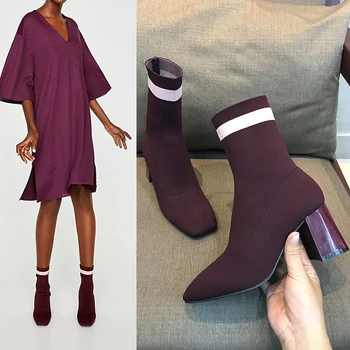 2020 New Slim Stretch Knitted Women Sock Boots Square Toe Chunky Heels Ankle Boots for Women Stripped Autumn Winter Shoes Woman
2020 New Slim Stretch Knitted Women Sock Boots Square Toe Chunky Heels Ankle Boots for Women Stripped Autumn Winter Shoes Woman