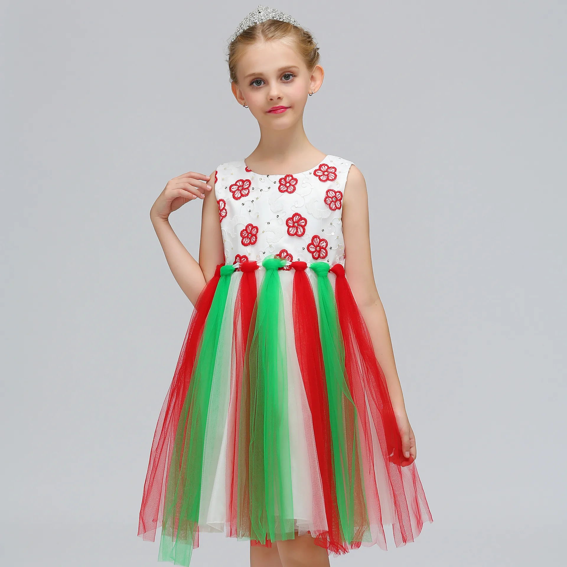 Girl Rainbow Dress Children Princess Flower Dresses for Wedding Party Kids Evening Ball Gowns with Multicolor Tassel | Детская одежда и