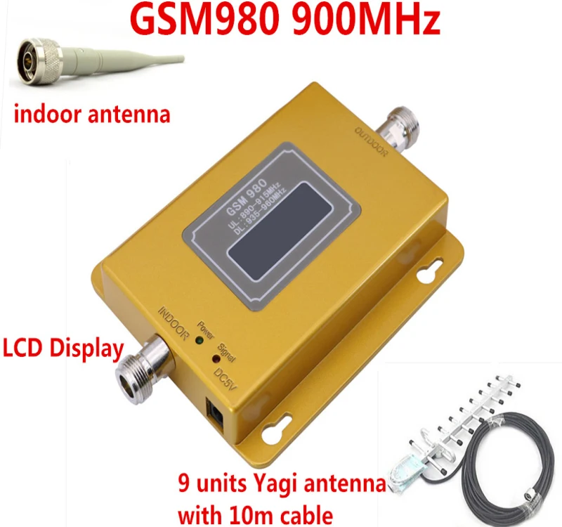 

Cellular GSM980 GSM 900MHz Mobile Cell phone Booster Repeater Amplifier Full Kit With Yagi Antenna and Indoor wireless Antenna