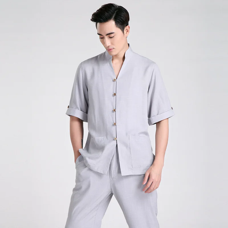 Summer New Fashion Gray Chinese Men's Linen Classic Kung Fu Shirt Chinese Button Costume Tang Suit Size S M L XL XXL XXXL 2603
Summer New Fashion Gray Chinese Men's Linen Classic Kung Fu Shirt Chinese Button Costume Tang Suit Size S M L XL XXL XXXL 2603