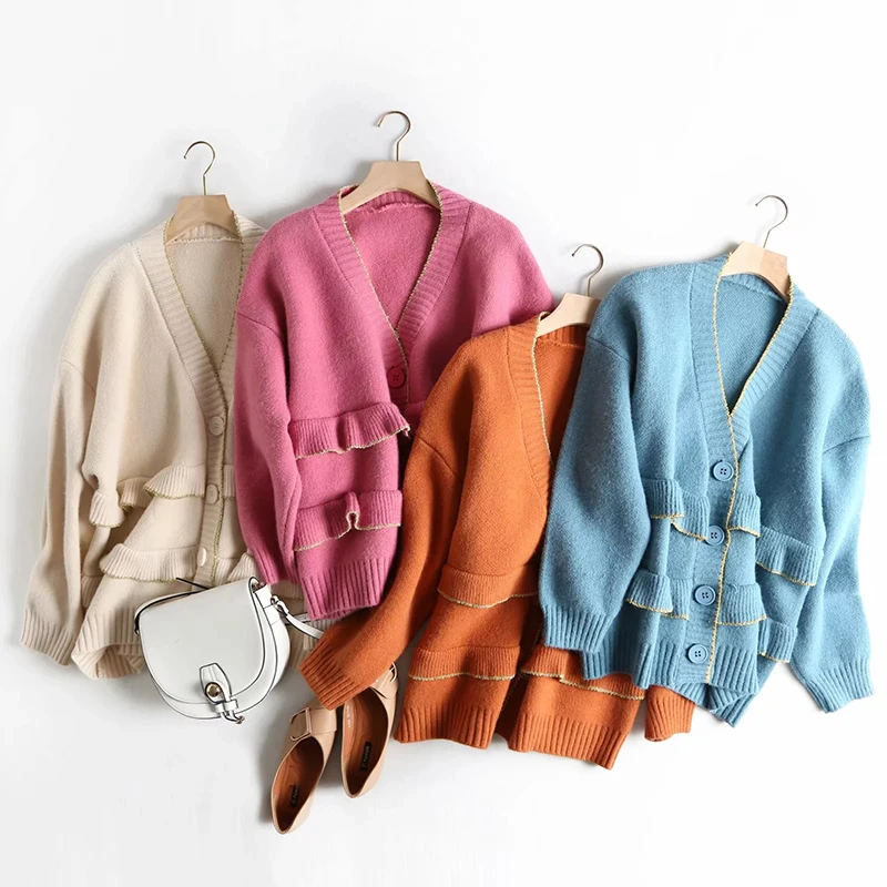 Women Fashion Autumn Solid Long Knitwear Sweater 2019 Winter Sweet Red Ruffles Single Breasted Loose Cardigans Jumpers Oversize
Women Fashion Autumn Solid Long Knitwear Sweater 2019 Winter Sweet Red Ruffles Single Breasted Loose Cardigans Jumpers Oversize