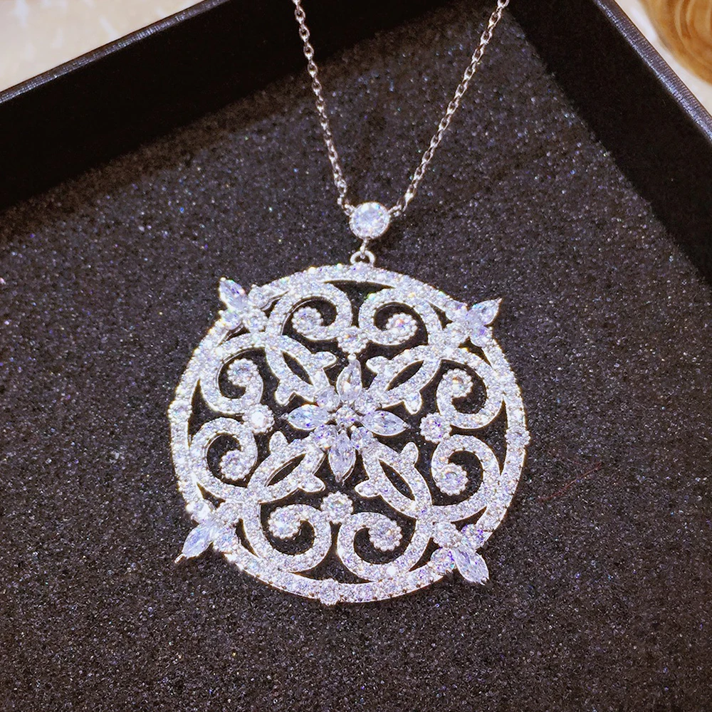 New white gold color cubic zircon micro setting hollow flower big pendant vintage choker necklaces for women
New white gold color cubic zircon micro setting hollow flower big pendant vintage choker necklaces for women