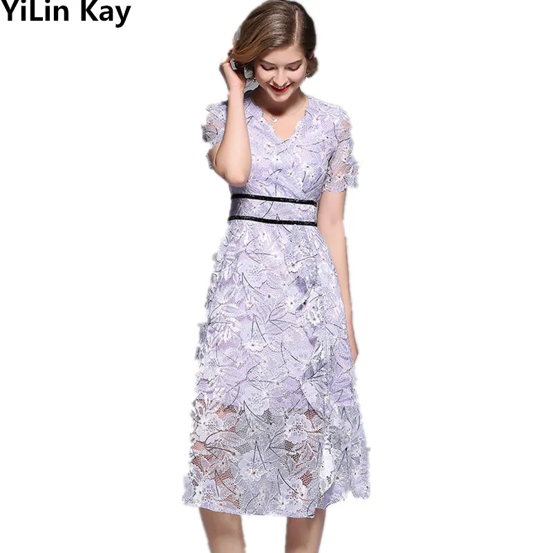 YiLin Kay High Quality New 2019 Summer Runway Dress Lace patchwork slim v-neck short-sleeved dress
YiLin Kay High Quality New 2019 Summer Runway Dress Lace patchwork slim v-neck short-sleeved dress