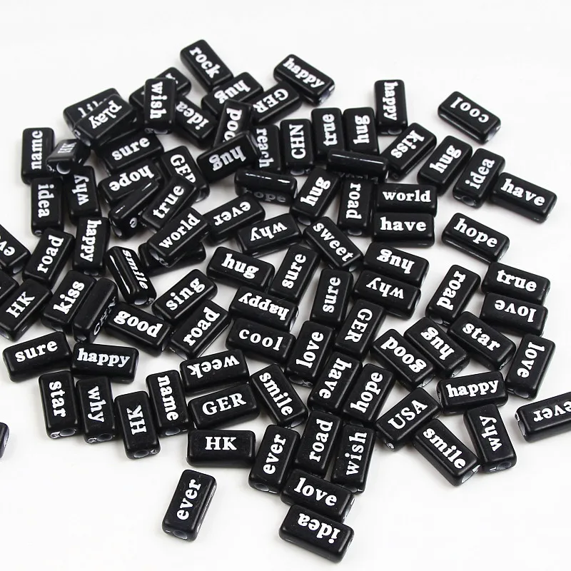 Selling! 50pcs Acrylic 8x14mm Black Phrase Word Beads Spacer Letter Beads For Jewelry Making DIY Necklace Bracelet
Selling! 50pcs Acrylic 8x14mm Black Phrase Word Beads Spacer Letter Beads For Jewelry Making DIY Necklace Bracelet