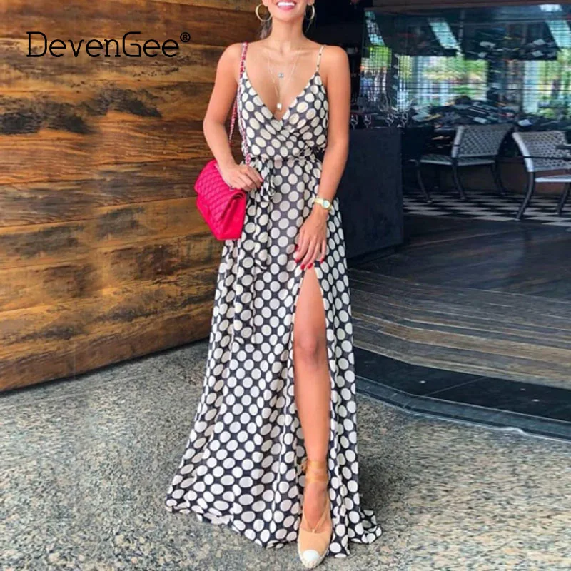 DevenGee Summer Beach Style Women Long Dress Sexy V-Neck Strap Polka Dot Split Ladies Casual Boho Holiday Maxi Dress Vestidos
DevenGee Summer Beach Style Women Long Dress Sexy V-Neck Strap Polka Dot Split Ladies Casual Boho Holiday Maxi Dress Vestidos