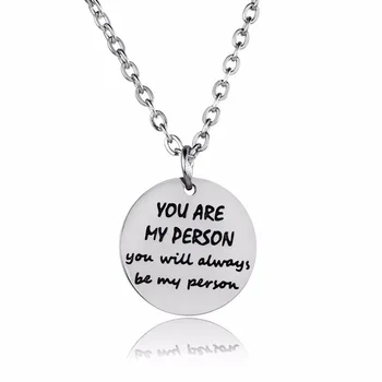 12PC/Lot Family Friends Necklaces You Are My Person You Will Always Be My Person Stainless Steel Pendant Necklace Lovers Gifts
12PC/Lot Family Friends Necklaces You Are My Person You Will Always Be My Person Stainless Steel Pendant Necklace Lovers Gifts