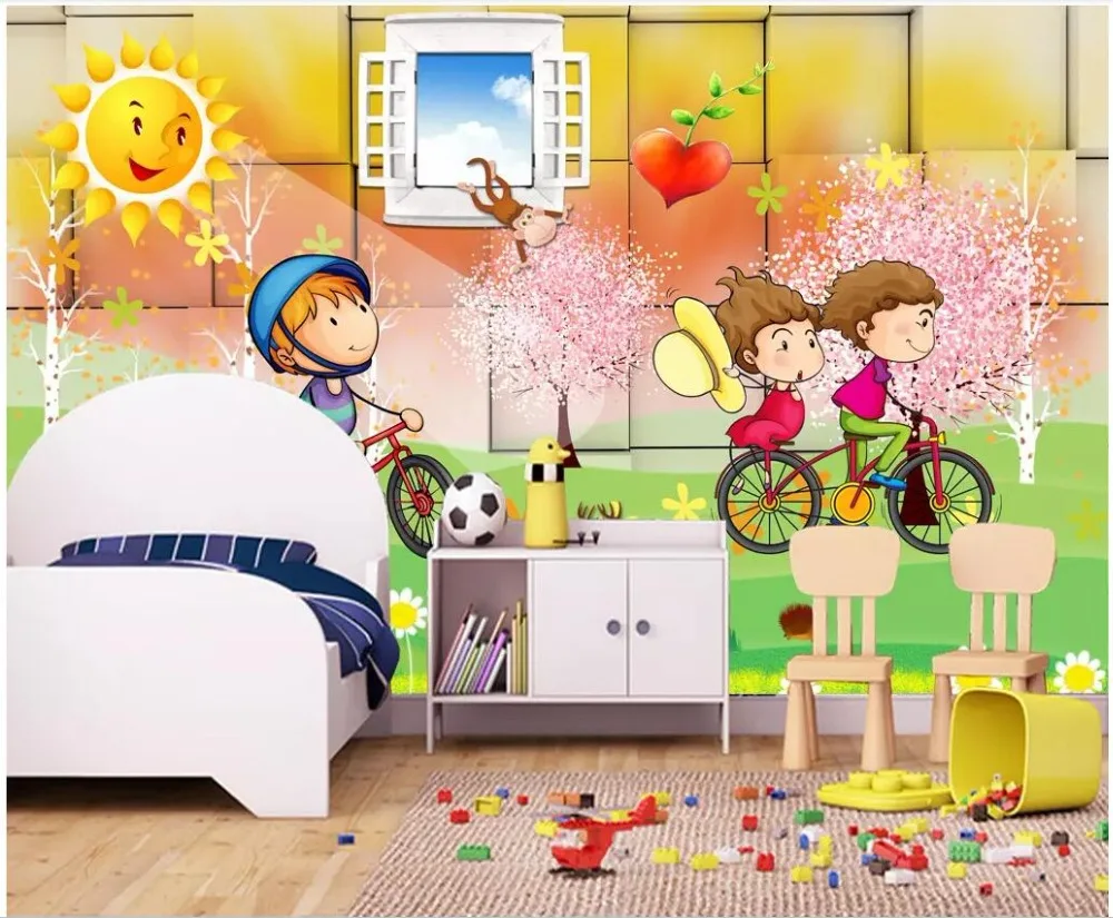 WDBH custom mural 3d photo wallpaper Children's Paradise Cycling Kids Room Background wall home decor for 3 d | Обустройство дома
