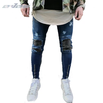 EVES Zipper Cuff Men's denim pants Blue Stretch Elastic mens jeans Ripped hole Skinny men Fashion pencil Jeans For Men
EVES Zipper Cuff Men's denim pants Blue Stretch Elastic mens jeans Ripped hole Skinny men Fashion pencil Jeans For Men