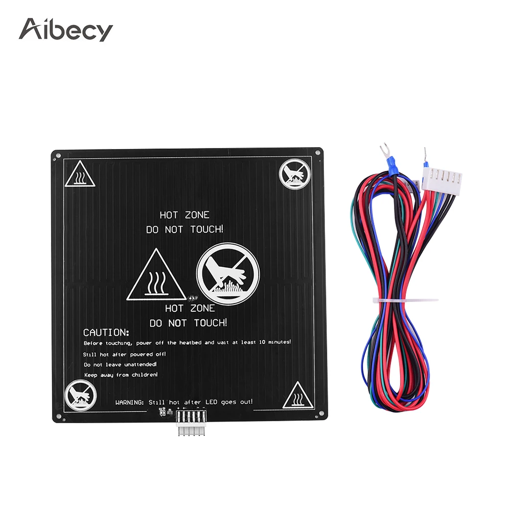Black 220x220mm Anet A8 A6 A3 Aluminum 12V Hotbed with Hotbed Wire Cable Line for for Anet A8 A6 3D Printer