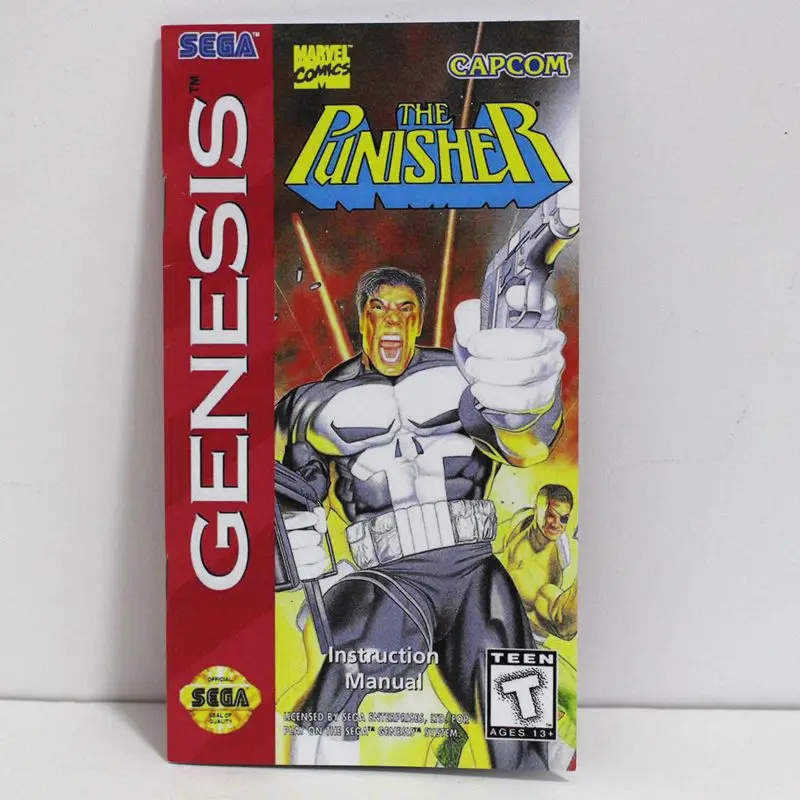 Manual of The Punisher Sega MD 16 bit game Cartridge for Megadrive Genesis system
Manual of The Punisher Sega MD 16 bit game Cartridge for Megadrive Genesis system