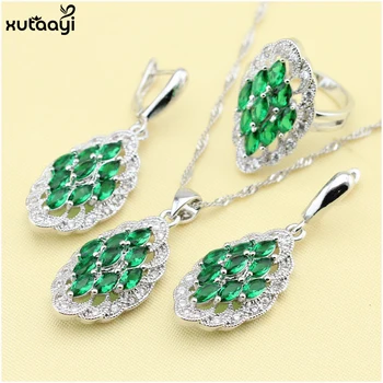 XUTAAYI 3PCS Top Simulation Silver Plated Jewelry Sets For women Green created Emerald Clean Wedding Necklace/Rings/Earrings Set
XUTAAYI 3PCS Top Simulation Silver Plated Jewelry Sets For women Green created Emerald Clean Wedding Necklace/Rings/Earrings Set