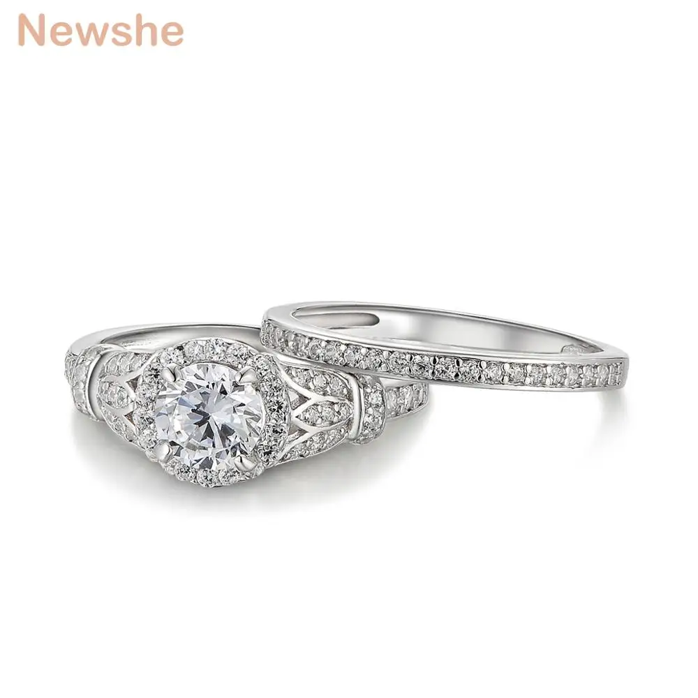 Newshe Clover Side Stones Halo Wedding Ring Sets Solid 925 Sterling Silver Engagement Rings For Women Eternity Classic Jewelry
Newshe Clover Side Stones Halo Wedding Ring Sets Solid 925 Sterling Silver Engagement Rings For Women Eternity Classic Jewelry