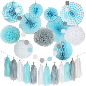 24Pcs/Set Chic DIY White Gray Blue Tissue Paper Pom Pom Flower Ball Folding Fan String Garland For Wedding Birthday Party Decor
24Pcs/Set Chic DIY White Gray Blue Tissue Paper Pom Pom Flower Ball Folding Fan String Garland For Wedding Birthday Party Decor