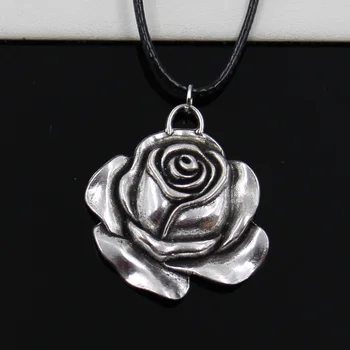 New Fashion Tibetan Silver Color Pendant Rose Flower Necklace Choker Black Leather Cord Factory Price Handmade Jewelry
New Fashion Tibetan Silver Color Pendant Rose Flower Necklace Choker Black Leather Cord Factory Price Handmade Jewelry