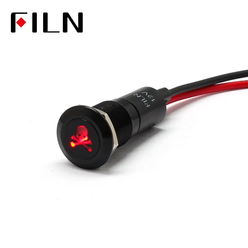 FILN 12mm Car dashboard skull symbol led red yellow white blue green 12v led indicator light with 20cm cable
FILN 12mm Car dashboard skull symbol led red yellow white blue green 12v led indicator light with 20cm cable
