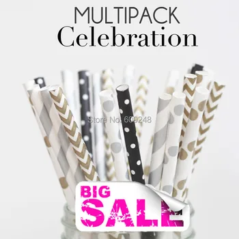 125pcs Mixed Colors CELEBRATION Wedding Paper Drinking Straws, Gold and Silver Polka Dot, Chevron, Striped, Black with Swiss Dot
125pcs Mixed Colors CELEBRATION Wedding Paper Drinking Straws, Gold and Silver Polka Dot, Chevron, Striped, Black with Swiss Dot