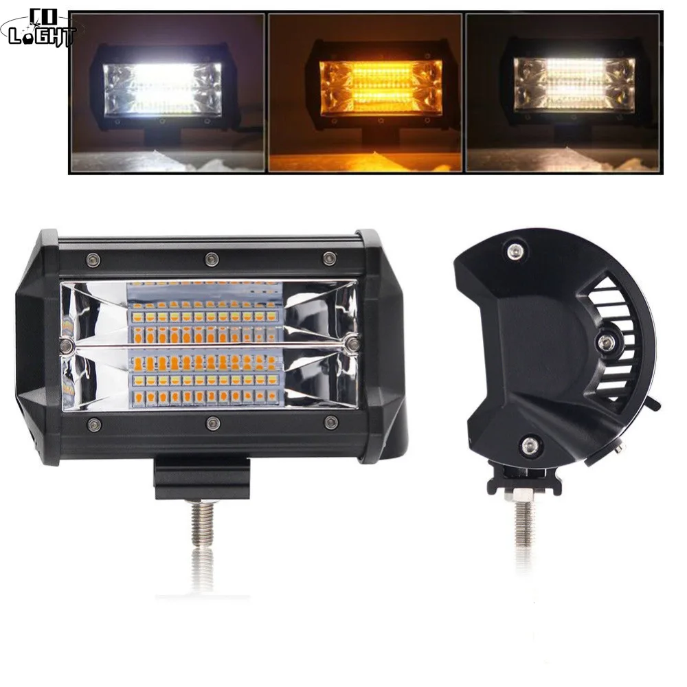 CO LIGHT 5 inch LED Bar Strobe 72W Work Light 12V 24V 3000K 6500K Fog Lamp for Tractor Offroad 4WD 4x4 Car Truck SUV ATV | Автомобили и
