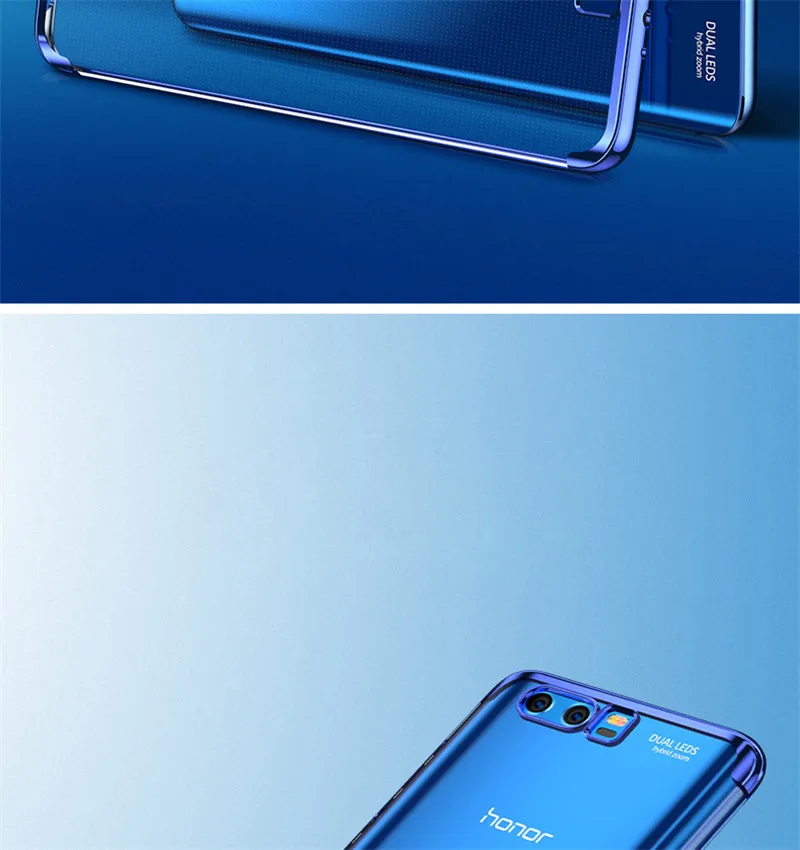 transparent plating soft silicone tpu case cover for huawei honor 9 8 pro 10