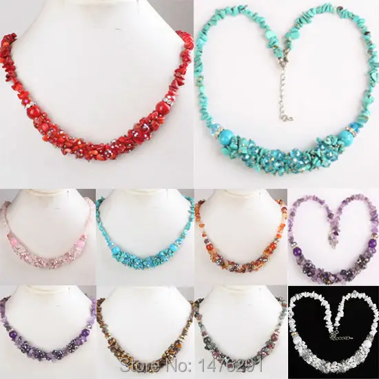 Pretty 9 Kinds of Stone Red Coral Green Howlite Stone Quartz Carnelian Chip Beads Necklace Strand 18"L--20"
Pretty 9 Kinds of Stone Red Coral Green Howlite Stone Quartz Carnelian Chip Beads Necklace Strand 18"L--20"