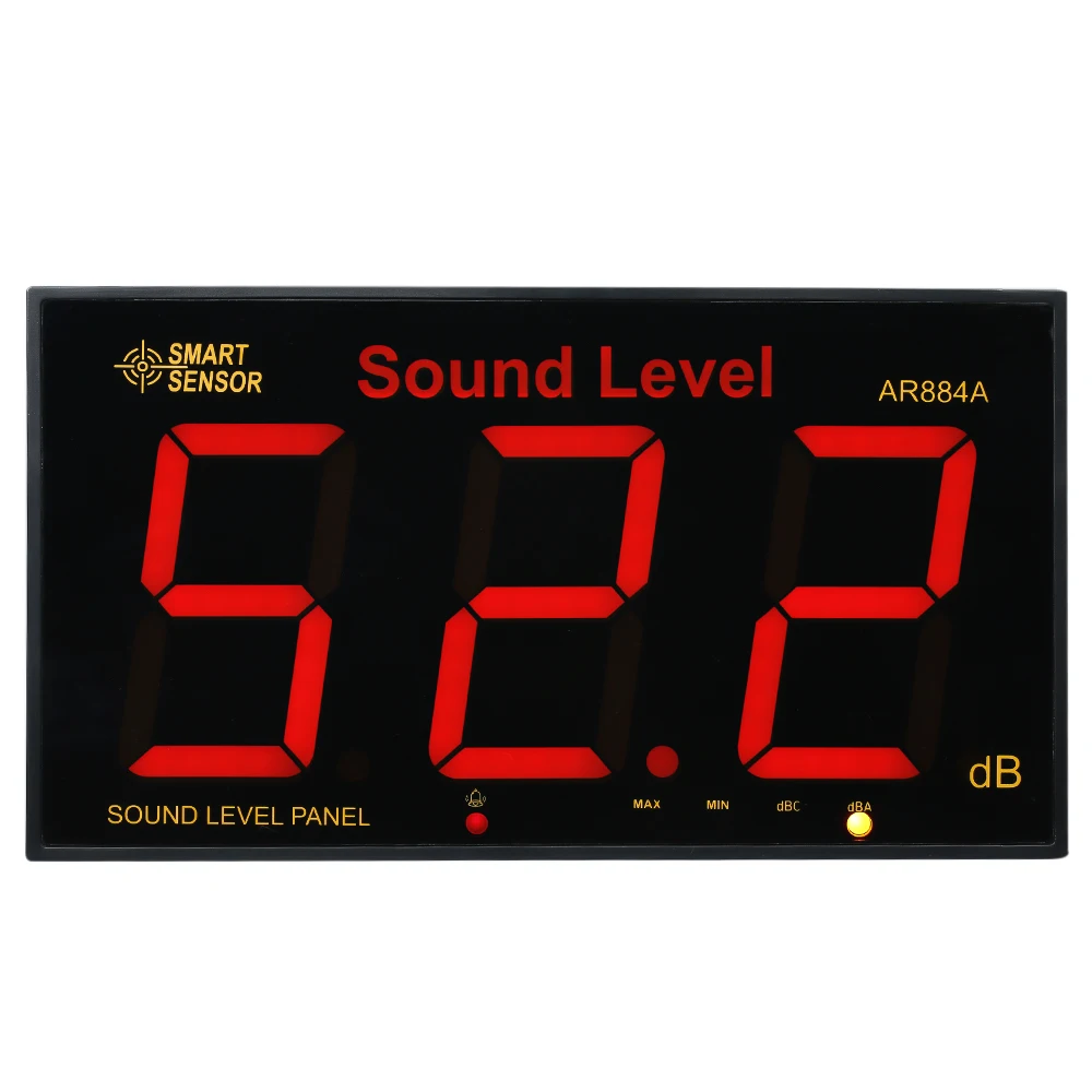 SMART SENSOR AR884A Wall Mounted 30-130dB Digital Sound Level Meter Noisemeter Decibel Monitoring Tester with Large LCD Screen
SMART SENSOR AR884A Wall Mounted 30-130dB Digital Sound Level Meter Noisemeter Decibel Monitoring Tester with Large LCD Screen