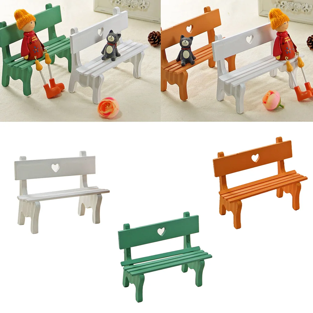 

Home Decor Fairy Garden Decoration DIY Micro Landscape Dollhouse Kids Furniture Wooden Chair Mini Bench