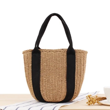 New Portable Bucket Braided Handkerchief Black Ribbon Straw Bag Summer Holiday Photograph Beach Bag
New Portable Bucket Braided Handkerchief Black Ribbon Straw Bag Summer Holiday Photograph Beach Bag