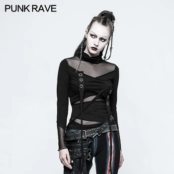 PUNK RAVE Women Punk Rock Mesh Sexy T-shirt Gothic Black Korean Fashion Tops Casual Long Sleeve Tops Tee
PUNK RAVE Women Punk Rock Mesh Sexy T-shirt Gothic Black Korean Fashion Tops Casual Long Sleeve Tops Tee