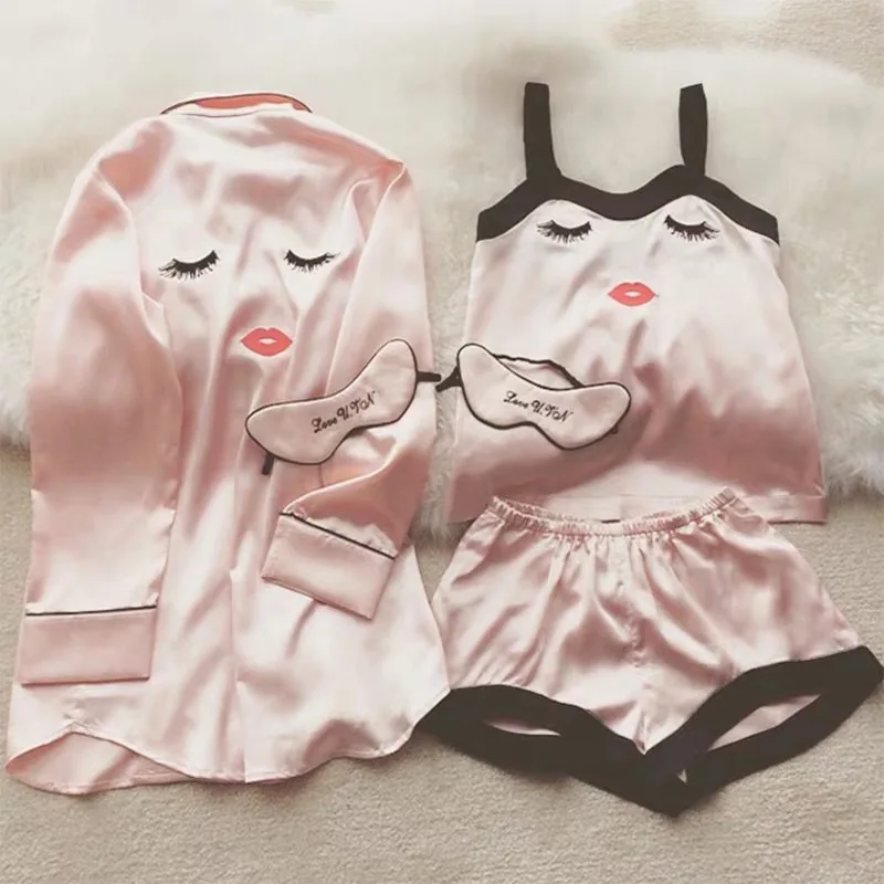 Silka Surplus Silk Pajamas 4 Pieces Pyjamas Women Sleepwear Female Satin Pijama Summer Sexy Lingerie Short Sleeve Home Suit
Silka Surplus Silk Pajamas 4 Pieces Pyjamas Women Sleepwear Female Satin Pijama Summer Sexy Lingerie Short Sleeve Home Suit