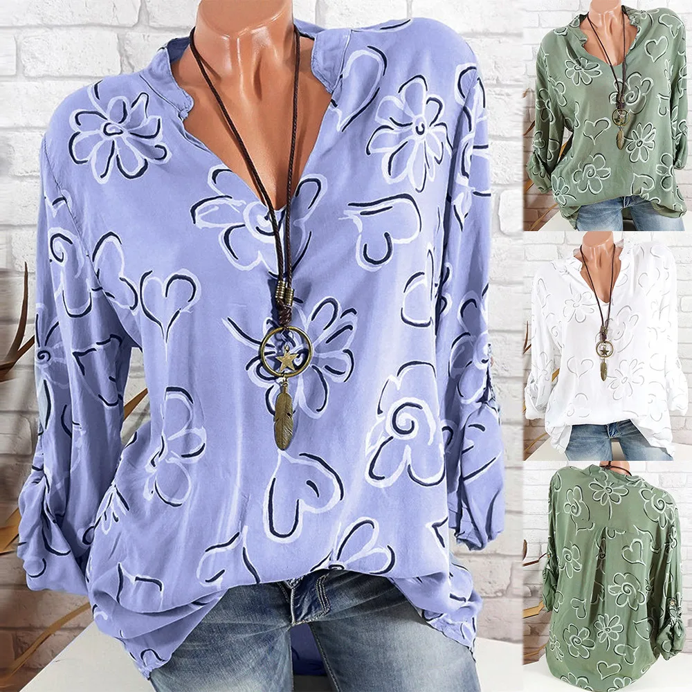 Summer Tops For Women 2019 Women Tops Women Plus Size Long Sleeve Print Stand Collar Button Blouse Pullover Tops Shirt Blusa
Summer Tops For Women 2019 Women Tops Women Plus Size Long Sleeve Print Stand Collar Button Blouse Pullover Tops Shirt Blusa