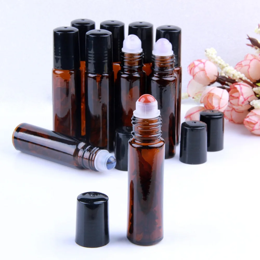10pcs Natural Gemstone Rocks Quartz Roller Ball on Refillable Empty Essential Oil Bottles Amber Glass 10ml Crystal Chips Inside
10pcs Natural Gemstone Rocks Quartz Roller Ball on Refillable Empty Essential Oil Bottles Amber Glass 10ml Crystal Chips Inside