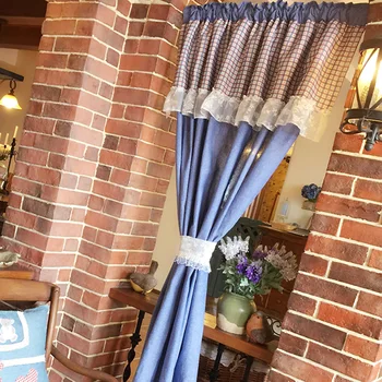 American Style Half-curtain Light Blue Plaid Denim Short Curtain Lace Bandage Valance Tulle curtain for Kitchen Cabinet Door
American Style Half-curtain Light Blue Plaid Denim Short Curtain Lace Bandage Valance Tulle curtain for Kitchen Cabinet Door