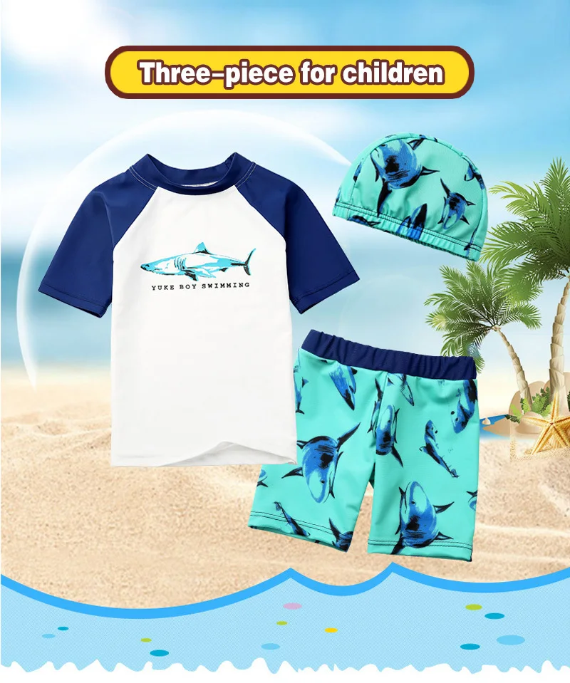 Baby Boy Swimwear Kids Bathing Surfing Clothing 4pcs With Glasses Sharks Swimsuit Children Beach Wear UV Protect Summer Bodysuit_01.jpg