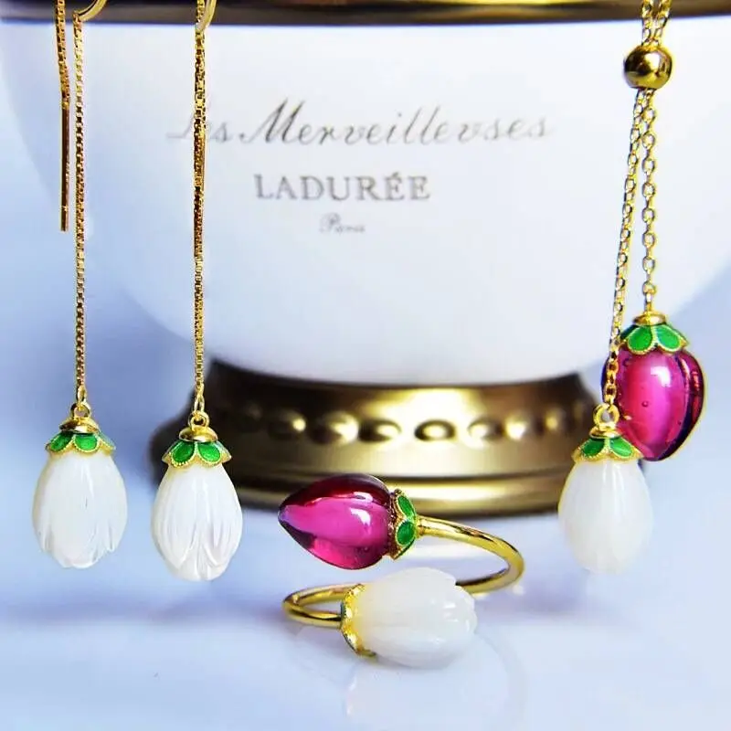 Amybaby Designer Handmade High Quality Natural Coloured Glaze Womens Plum Blossom Necklace Drop Earring Rings Jewelry For Party
Amybaby Designer Handmade High Quality Natural Coloured Glaze Womens Plum Blossom Necklace Drop Earring Rings Jewelry For Party