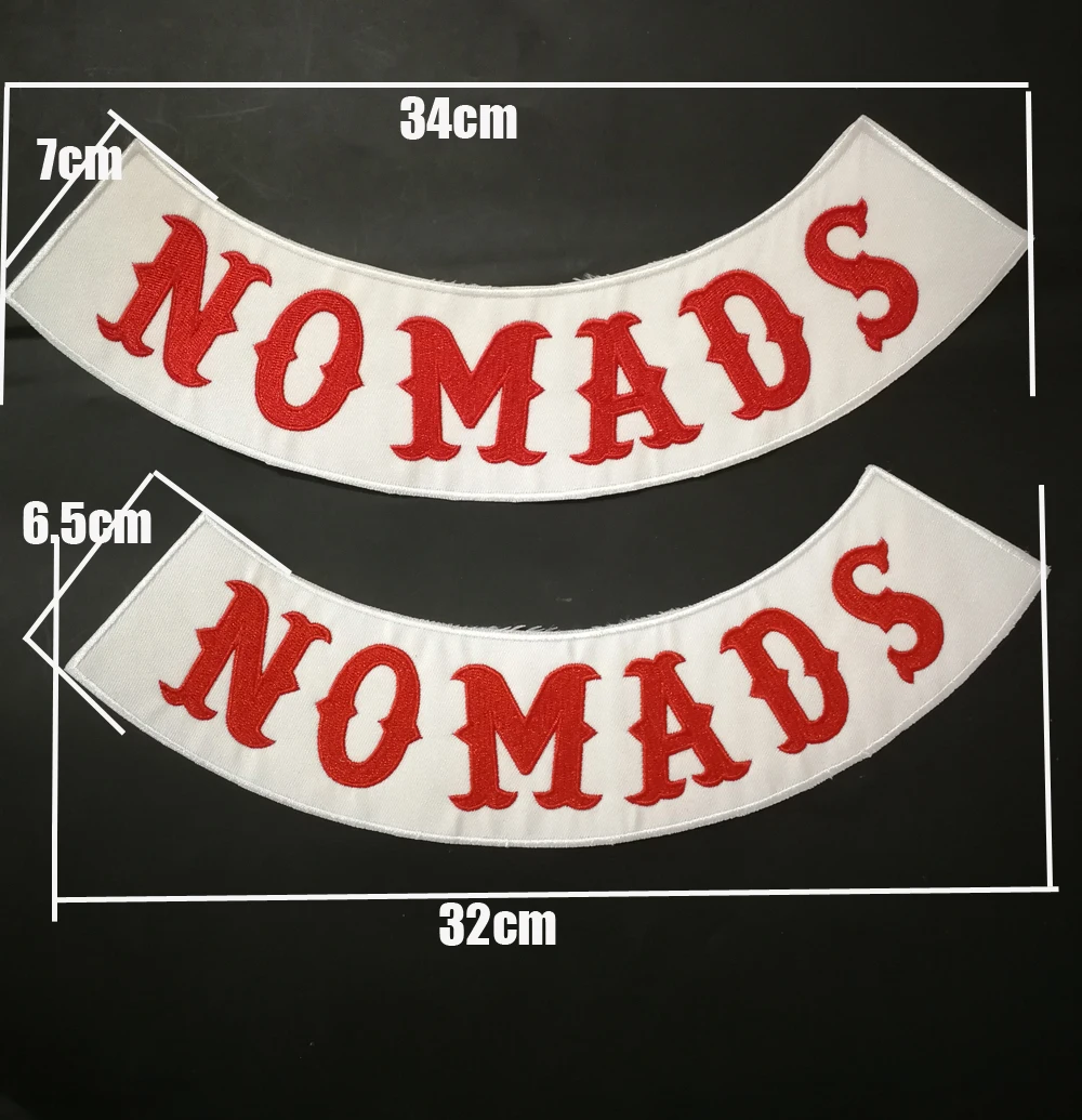 NOMADS HELLS Custom Bottom Rocker Embroidery Twill Biker Iron On Patches for Jacket Motorcycle Club vest jacket badges appliques
NOMADS HELLS Custom Bottom Rocker Embroidery Twill Biker Iron On Patches for Jacket Motorcycle Club vest jacket badges appliques