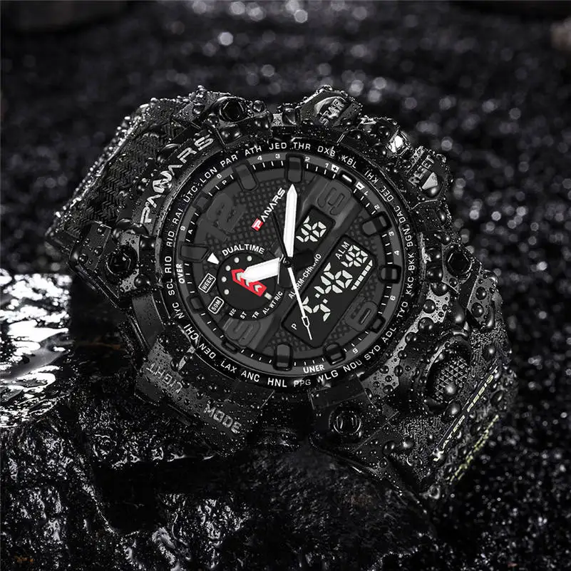 PANARS Men Women Watches Two Place Multi Function Dual Display Pointer Luminous Sports Electronic Watch Relogio Masculino 661S4
PANARS Men Women Watches Two Place Multi Function Dual Display Pointer Luminous Sports Electronic Watch Relogio Masculino 661S4