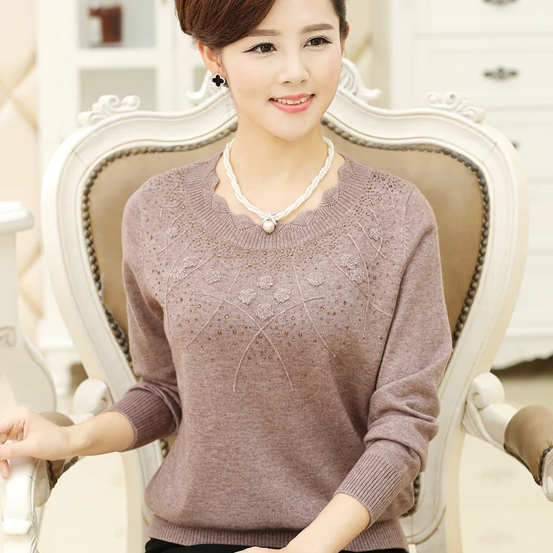 2017 Spring Autumn Middle-Aged Women Fashion Pullover Sweater Long Sleeved High-Grade Sweater Women X500
2017 Spring Autumn Middle-Aged Women Fashion Pullover Sweater Long Sleeved High-Grade Sweater Women X500