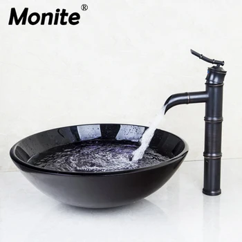 Monite Black Washbasin Lavatory Tempered Glass Sink Bamboo Waterfall Soild Faucet Bathroom Sink Combine Faucet Mixer Tap
Monite Black Washbasin Lavatory Tempered Glass Sink Bamboo Waterfall Soild Faucet Bathroom Sink Combine Faucet Mixer Tap