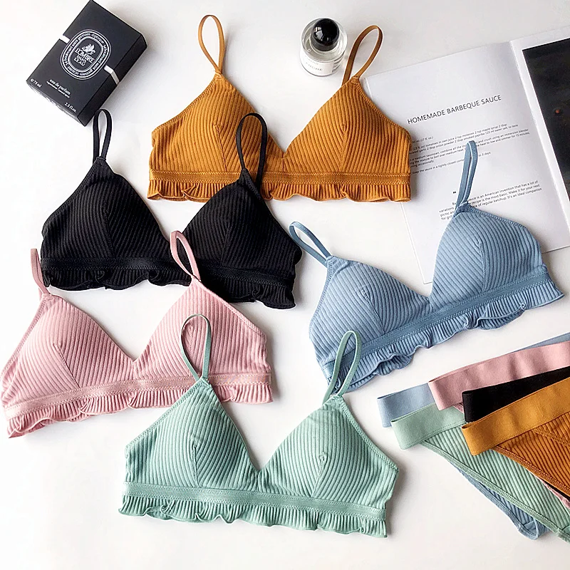 Small cup cotton cup comfortable young girls sleepwear wire free pad bra and panty sets Lingerie women Bralette panties
Small cup cotton cup comfortable young girls sleepwear wire free pad bra and panty sets Lingerie women Bralette panties