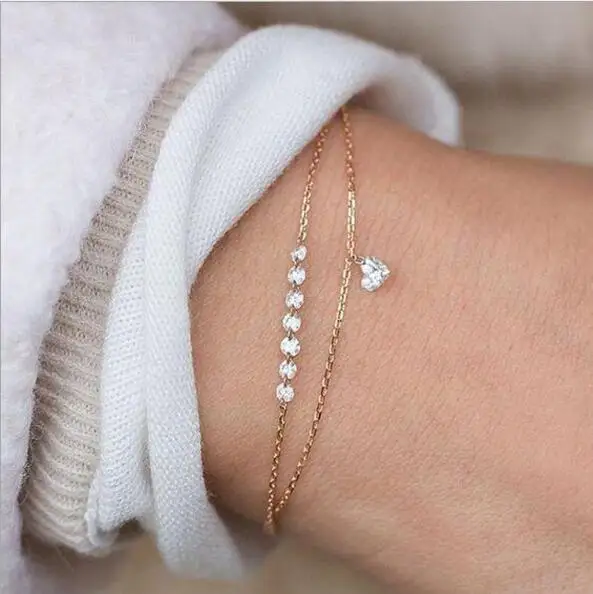 Fashion Exquisite Two Layers Heart Crystals Bracelet Engagement Wedding Bracelet Beautiful Jewelry for Women
Fashion Exquisite Two Layers Heart Crystals Bracelet Engagement Wedding Bracelet Beautiful Jewelry for Women