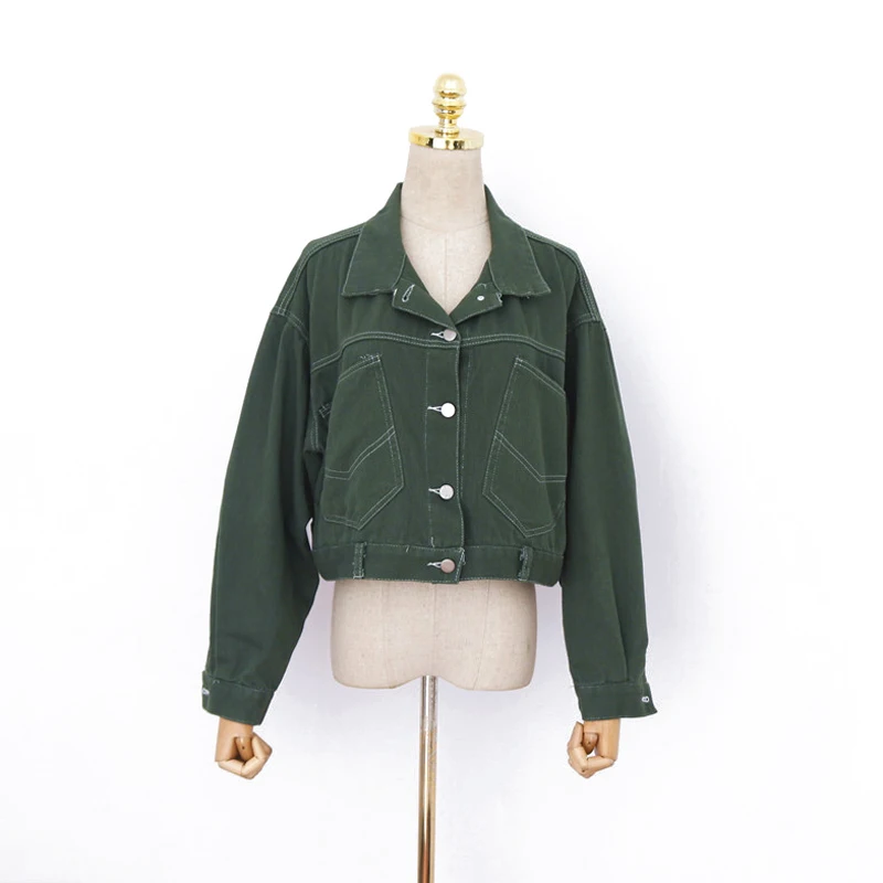 PERHAPS U Women's Short Cropped Denim Green Jacket Button Front Long Sleeves Jean Jackets for Women Turn Down Collar C0038
PERHAPS U Women's Short Cropped Denim Green Jacket Button Front Long Sleeves Jean Jackets for Women Turn Down Collar C0038